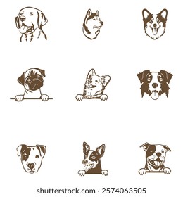 versatile dog breed icon set Ideal for logos, packaging and pet themed projects	