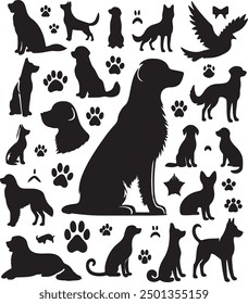 versatile dog silhouette with a distinctive profile and shadow. The clean lines and smooth curves emphasize the graceful shape of the dog, making it an ideal choice for a variety of applications. 