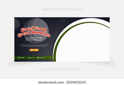 Versatile and editable restaurant banner template with trendy designs, perfect for social media ads and digital promotions.