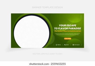 Versatile and editable restaurant banner template with trendy designs, perfect for social media ads and digital promotions.