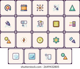 Versatile Electronics and Energy Themed Icon Pack for Innovative Design Projects
