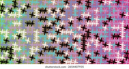 versátil e atraente padrão abstrato composto de inúmeras flores pequenas, estilizadas ou pontos de estrela em um esquema de cores divertido. Perfeito para embrulhar papel, convites ou marca criativa.