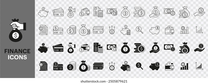 "Versatile finance business icons collection for modern financial and corporate designs."