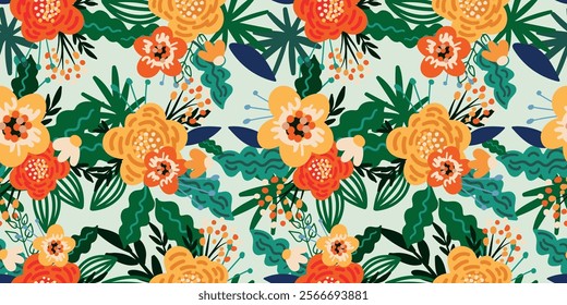 Versatile Floral Seamless Pattern: Vector Designs for Paper, Fabric, Interiors and More