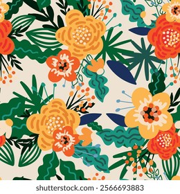 Versatile Floral Seamless Pattern: Vector Designs for Paper, Fabric, Interiors and More