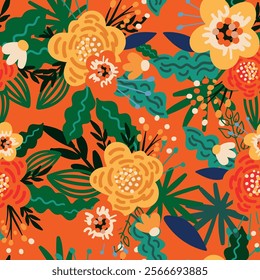 Versatile Floral Seamless Pattern: Vector Designs for Paper, Fabric, Interiors and More