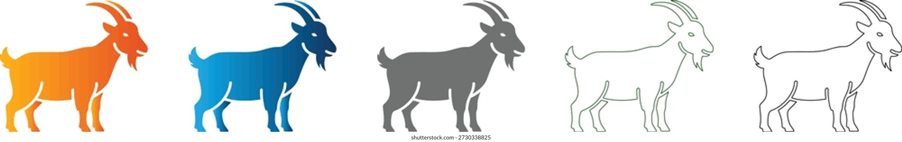Ein vielseitiges Ziegenflachsymbol aus einem einheitlichen Symbolsatz, dargestellt als einfarbige schwarze Vektorgrafik, einzeln, perfekt für verschiedene Designprojekte.