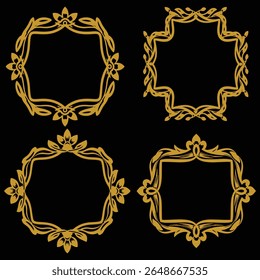 Versatile Gold Floral Frames Premium Decorative Certificate Elements Set