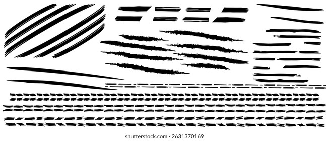 Versátil Grunge Brush Stroke Line Pack - Mistura de Tinta, Áspero, Suave e Textured Elementos de Linha para Arte Digital, Quadrinhos, e Projetos de Design Gráfico