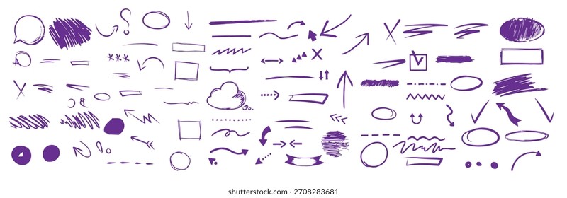 Versátil dibujado a mano Doodle flechas Formas Elementos para proyectos de diseño