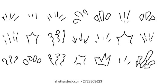 Versatile handdrawn comicstyle doodle lines and abstract graphic shapes for expressive creative design projects