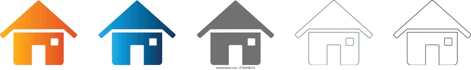 Um versátil ícone plano de contorno de casa, projetado como um elemento vetorial claro dentro de um conjunto de ícones unificado, isolado para interfaces de web e app.