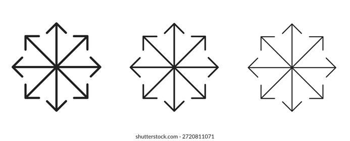 Símbolo de línea delgada del icono versátil en el fondo blanco, Ilustración vectorial editable del movimiento