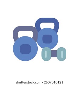 Versatile Kettlebell and Dumbbell Set for Effective Workouts. Design of Fitness and Gym Icons.