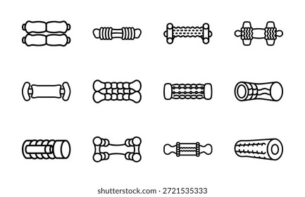 Vielseitiges Lifestyle-Icon-Set mit Fitness-Hanteln, Blutdruckmonitor, Kalender, Küchenutensilien, Wasserkocher, Erste-Hilfe-Kit und dekorativer Geschirr-Collage