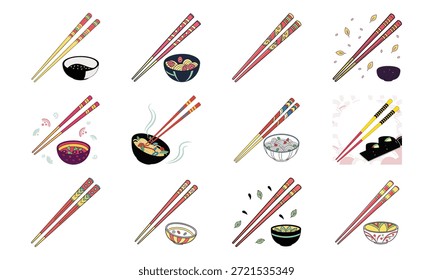 Vielseitiges Lifestyle-Icon-Set mit Fitness-Hanteln, Blutdruckmonitor, Kalender, Küchenutensilien, Wasserkocher, Erste-Hilfe-Kit und dekorativer Geschirr-Collage