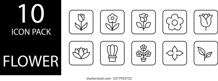 Versatile line-based floral icon, perfect for logos, packaging or promotional materials.