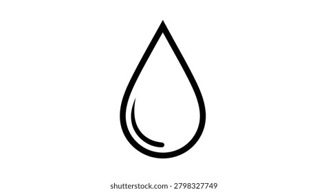 Versatile medium-stroke water drop outline. This clean graphic is suitable for plumbing, beverage labels, and ecological conservation messaging.