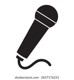 Versatile microphone silhouette collection showcasing wired, wireless, vintage, and studio microphones—perfect for logos, podcasts, and audio tech presentations.