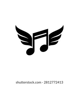 Versatile minimalist logo featuring a musical note with wings, perfect for music schools, streaming services, and entertainment branding looking to convey freedom and inspiration.