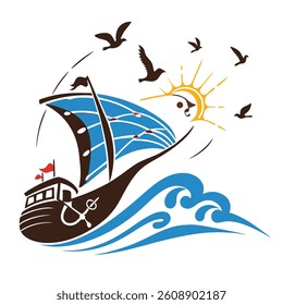 a versatile and modern logo for a marine-based business that combines elements of adventure, professionalism and simplicity
