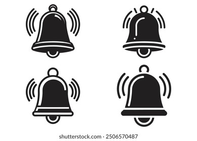 Versatile Notification Bell Icons: Customizable Vector Designs for Alerts and Messages.