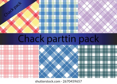 A versatile pack of colorful check patterns featuring plaid and gingham designs in . Perfect for textile prints, fashion fabrics, digital backgrounds, wrapping paper, craft projects, and home décor ap
