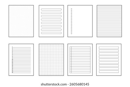 Versatile Paper Templates for Journaling, Planning, and Design. Lined, Grid, and Checklist Formats.