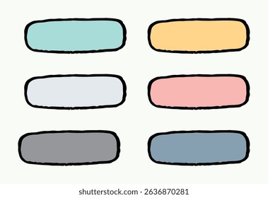 Versatile Pastel Doodle Rectangular Shapes with Outline Borders