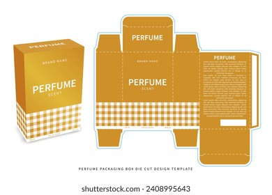 Versatile perfume packaging box, designed to meet all your packaging needs, beautifully showcase your product with its unique eye-catching design includes die cut, creasing lines and a preview mockup