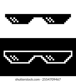 Versatile pixel art sunglasses for avatars, memes, and digital art projects. Ideal for adding a touch of retro cool to your designs.