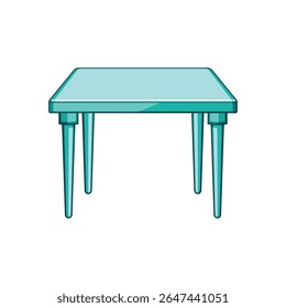 desenho animado de mesa de plástico versátil. moderno acessível, retangular redondo, quadrado por sinal de mesa de plástico versátil.