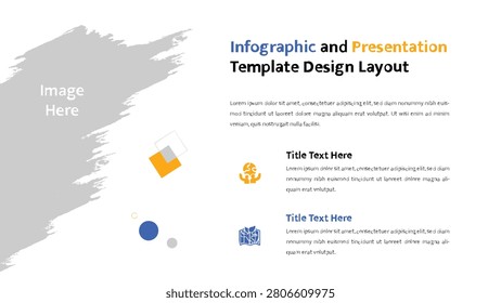 A versatile presentation slide with a modern infographic layout, offering space for images and textual information supported by icons.