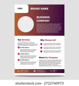 Diseño de volante promocional versátil para uso multipropósito. Este diseño de volante promocional versátil es adecuado para uso multipropósito en plataformas impresas y digitales. El diseño estructurado Asistencia varios tipos de contenido mientras mantiene la claridad visual. Adecuado para Materiales promocionales, anuncios y campañas. El diseño flexible permite una fácil personalización.

Diseño Corporativa de la Plantilla del folleto del negocio con la disposición moderna y el texto del marcador de posición para la información y los servicios de la compañía Detalles