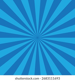 Fondo radial de la explosión del sol versátil. Patrón de Vector geométrico en azul y cielo. Ideal para proyectos y fondos de diseño retro, pop art, cómicos, abstractos y mínimos.