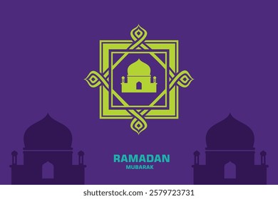 Versatile Ramadan background with a mosque illustration. Perfect for greeting cards, invitations, and social media posts.