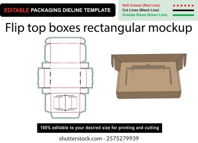 Versatile Rectangular Inserts Mailer Mockup Featuring Flip Top Boxes Dieline for Custom Packaging, mailer mockup, dieline design, packaging mockup, printable dielines, flip box design, die cut box