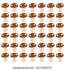 Vetor de natureza whimsical com fundo de padrão de cogumelo bonito em estilo lúdico. Perfeito para tecido, papel de parede, embalagem, branding e projetos decorativos inspirados em florestas, outono e charme.