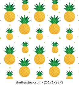 A versatile seamless pattern featuring pineapples in varying sizes, designed in a minimalist style, perfect for use in a wide range of products including textiles, wallpapers, packaging, and branding.