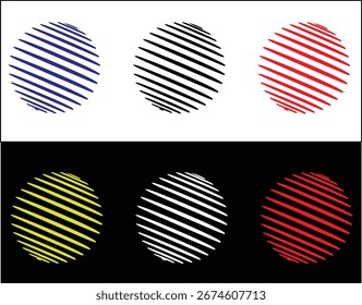 A versatile set of 6 abstract oval icons with a dynamic striped texture. Perfect for modern graphic design, UI UX, apps, websites, and creative branding.