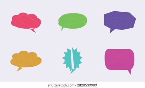 A versatile set of colorful speech bubbles featuring cloud shapes, spiky bursts, oval callouts, and geometric text frames. Ideal for comic illustrations, social media graphics, messaging app UI UX, promotional banners, quotes, and creative digital designs.

#SpeechBubbles #VectorDesign #GraphicAssets #ComicCallouts #DialogueBoxes #ChatUI #CreativeGraphics #DesignElements #VectorGraphics #Illustration
