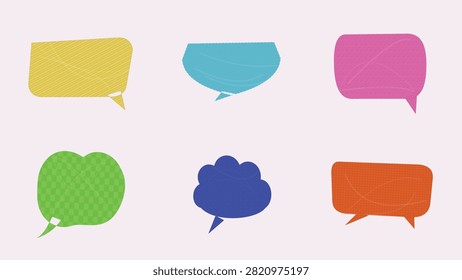 A versatile set of colorful, textured speech bubbles featuring rounded rectangles, cloud callouts, and smooth dialogue frames. Ideal for comic strips, social media post backgrounds, app chat UI UX, quote containers, stickers, and marketing banners.

#SpeechBubbles #VectorDesign #GraphicAssets #ComicCallouts #DialogueBoxes #ChatUI #CreativeGraphics #DesignElements #VectorGraphics #Illustration