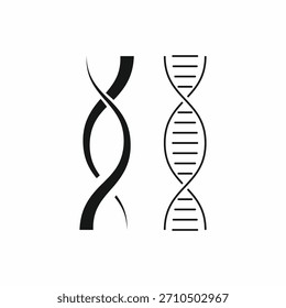 Conjunto versátil de ícones de dupla hélice do DNA em estilos de linha e sólido, perfeito para projetos de logotipo de ciência, genética, biotecnologia e médica