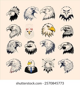 A versatile set of eagle head logo silhouette vector illustrations, perfect for branding, graphic design, and digital projects. High-quality, editable, and suitable for various creative needs.
