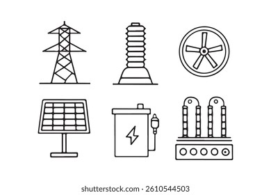  A versatile set of electrical energy icons, ideal for illustrating power concepts in web and mobile applications.