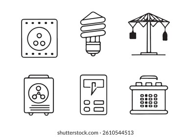  A versatile set of electrical energy icons, ideal for illustrating power concepts in web and mobile applications.