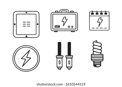  A versatile set of electrical energy icons, ideal for illustrating power concepts in web and mobile applications.