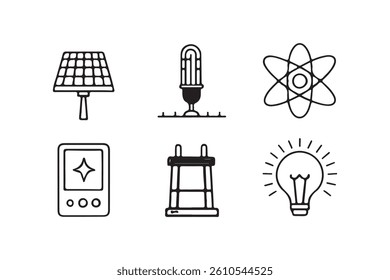  A versatile set of electrical energy icons, ideal for illustrating power concepts in web and mobile applications.