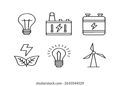  A versatile set of electrical energy icons, ideal for illustrating power concepts in web and mobile applications.