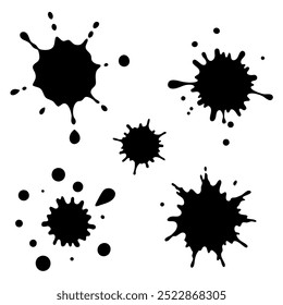  A versatile set of isolated splashes, blots, and stains in vector format. Perfect for adding artistic flair to designs, posters, backgrounds, and creative digital projects.